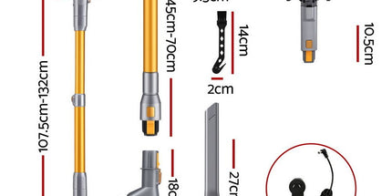 Devanti 300W Stick Vacuum Cleaner Cordless Self-Standing Golden