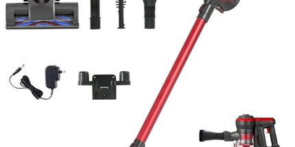 Devanti Stick Vacuum Cleaner Brushless Cordless 250W Red