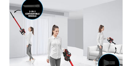 Devanti Stick Vacuum Cleaner Brushless Cordless 250W Red