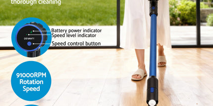 Devanti Stick Vacuum Cleaner Brushless Cordless 350W Blue