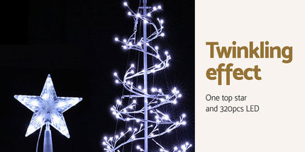 Jingle Jollys Christmas Tree 1.8M 6FT LED Xmas Decoration Cold White Lights