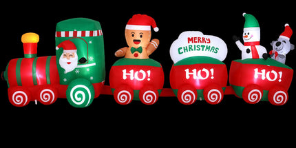 Jingle Jollys Christmas Inflatable Santa Train 3.6M Length LED Decorations Illuminated
