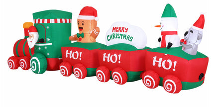 Jingle Jollys Christmas Inflatable Santa Train 3.6M Length LED Decorations Illuminated