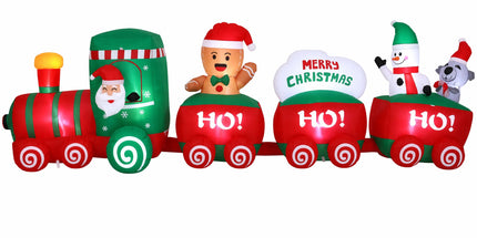Jingle Jollys Christmas Inflatable Santa Train 3.6M Length LED Decorations Illuminated