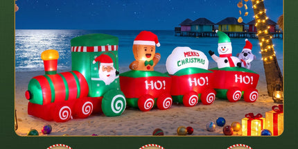 Jingle Jollys Christmas Inflatable Santa Train 3.6M Length LED Decorations Illuminated