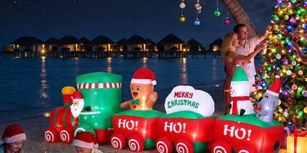 Jingle Jollys Christmas Inflatable Santa Train 3.6M Length LED Decorations Illuminated