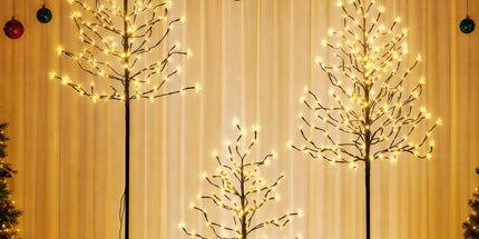 Jingle Jollys 3 Pack LED Christmas Tree Lighted Birch Tree Indoor Outdoor Xmas Decor Warm White